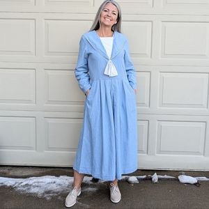 1990's vintage CHAMBRAY DRESS nautical M